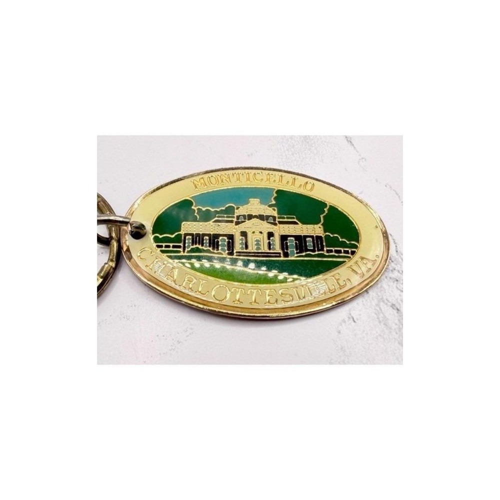 Vintage Monticello Thomas Jefferson Enamel Keychain Pinnacle Taiwan